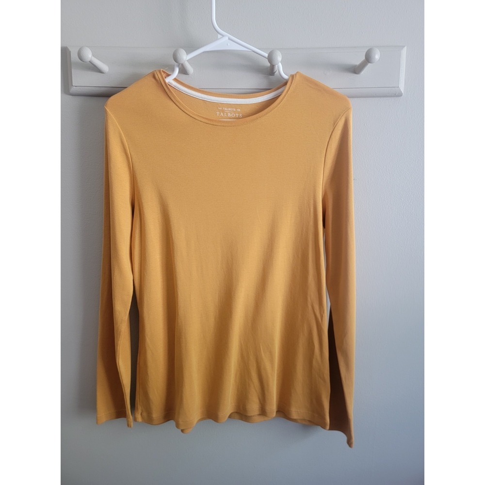 Talbots Women's M Yellow Mustard Gold L/S Top Cotton Classic Preppy Casual EUC